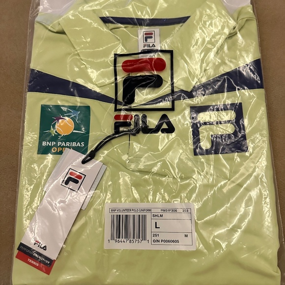 BNP Paribas Indian Wells Tennis Tounament Official Mens L Shirt by FILA NEW - Picture 1 of 2